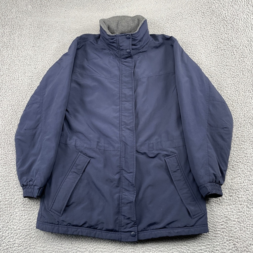 LL Bean Parka Jacket Womens Medium Blue Thinsulate Polartec Fleece Lined Warm